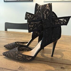 INC Lace Heels with Bows on Ankles